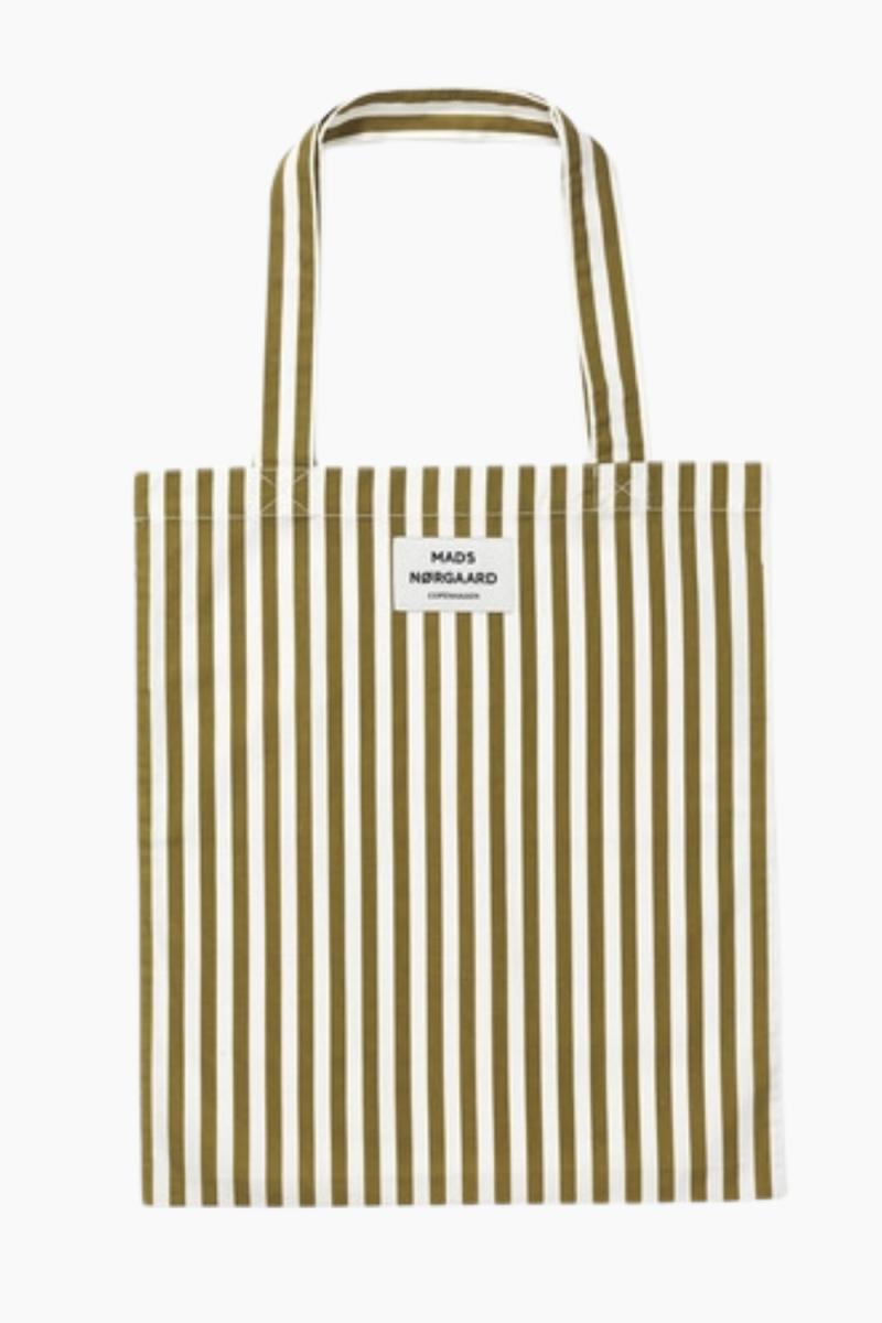 Elegant Stribet Taske i Martini Olive – Uundgåelig Stil!