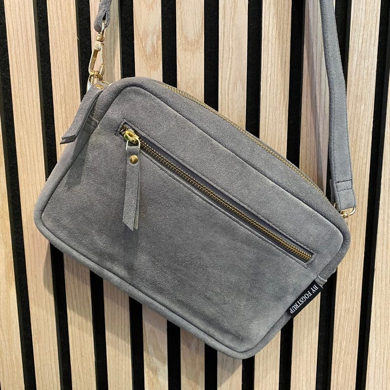 Klassisk Grå Læder Skuldertaske – Tidløs Elegance!