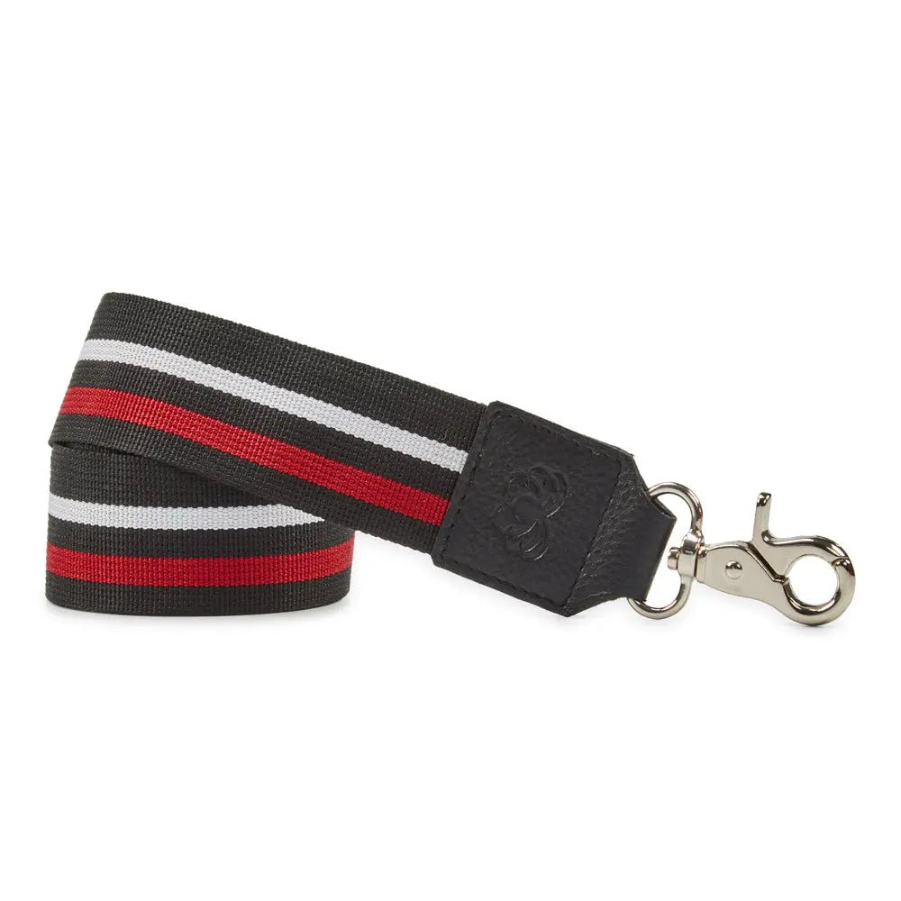 Stilfuld Justerbar Taskerem i Sorthvidrød med Sølv Karabiner