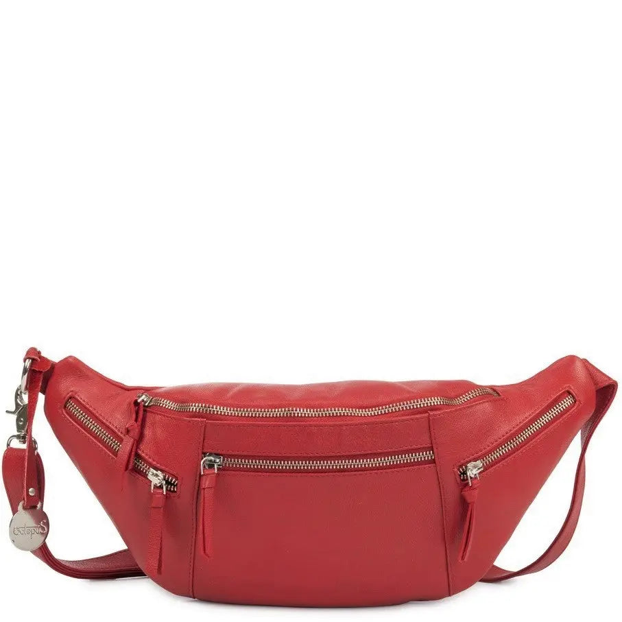 Stor Mørkerød Læder Bumbag – Fantastisk Udsalg!