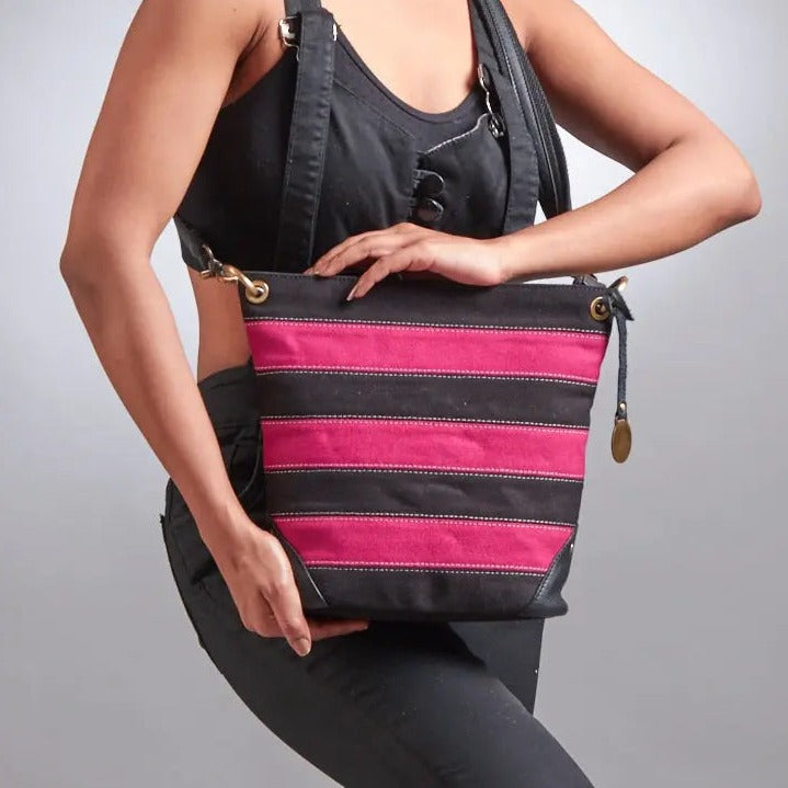 Stilfuld Sortpink Kanvas Crossbody Taske til Festen