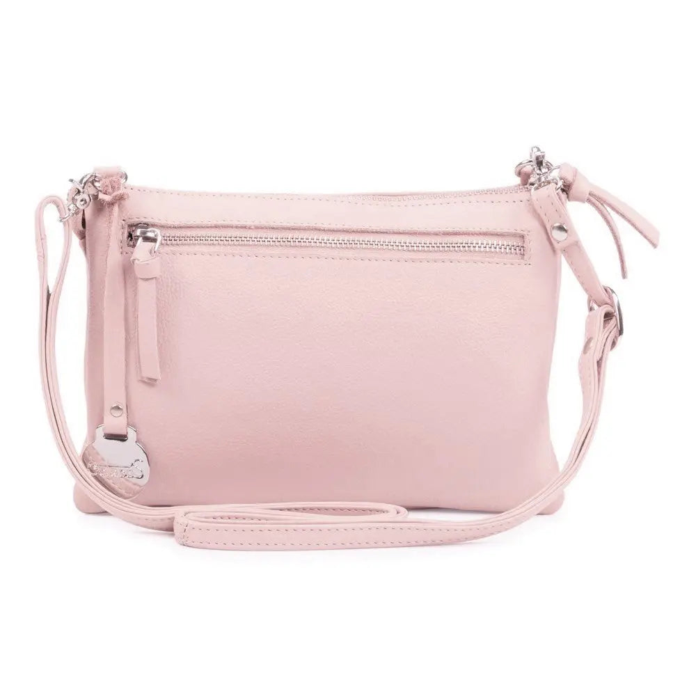 Elegant Støvet Rosa Crossbody Taske med Tre Rum - Kvalitet!